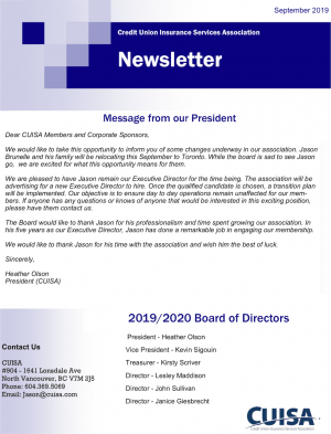 Preview image of CUISA Newsletter September 2019